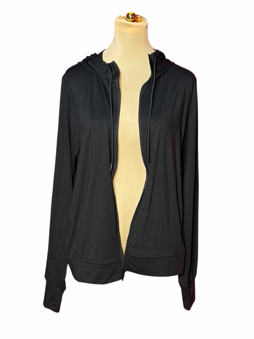 Rae Mode Black Lightweight Zip Front Hoodie Jacket Large
